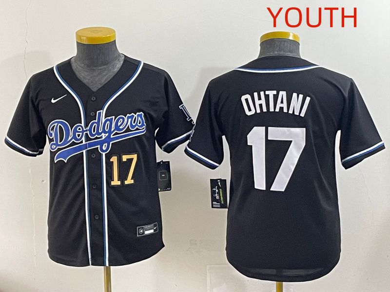 Youth 2025 Los Angeles Dodgers 17 Ohtani Black Three generations Fashion Nike MLB Jersey style 5
